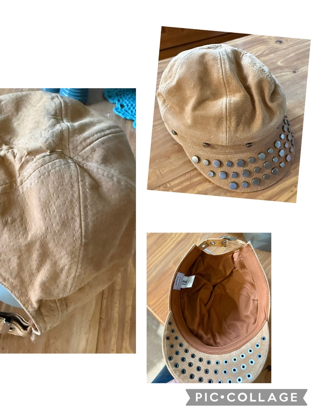 Avery leather (suede) Studded Cap - Tan